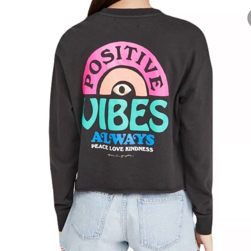 Spiritual Gangster Positive Vibes Mazzy Crop Sweatshirt